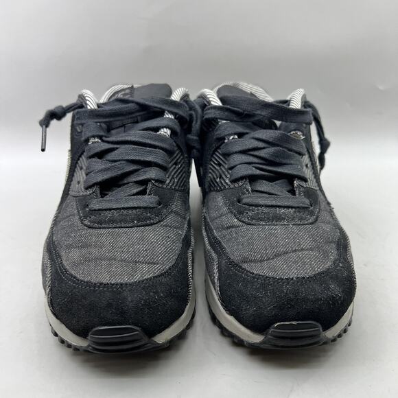 Nike Air Max 90 Premium Shoes Womens Size 8 Black Gray Casual Denim Low Sneakers - Picture 2 of 8